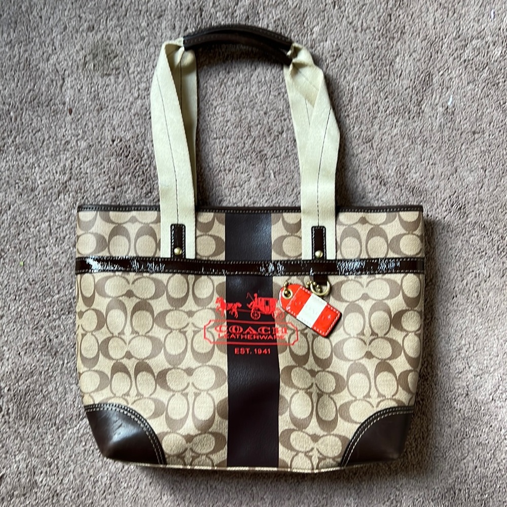 Coach Heritage Stripe Tote Bag